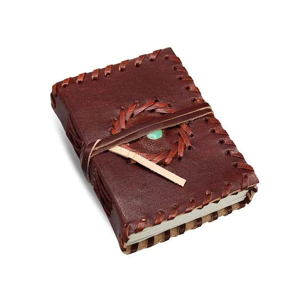 Brown Leather Journal with Semi Precious Stone