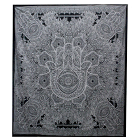Black & White Hand Of Hamsa Tapestry - Large