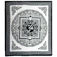 Black & White Ohm Mandala Tapestry