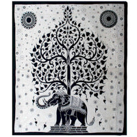 Black & White Elephant Tree Tapestry