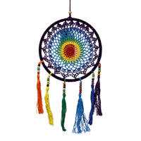 Multi Coloured Rainbow Crocheted Dreamcatcher 52cm