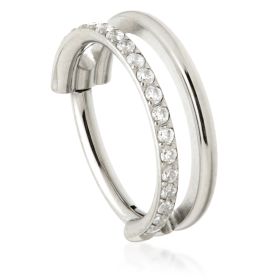 Double Band Diamond Hinged Ring