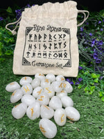 Rune Stone Set In Pouch - White Agate