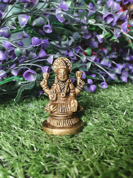 Goddess Lakshmi Brass Statuette -  6cm