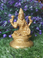 Goddess Lakshmi Brass Statuette -  7.5cm