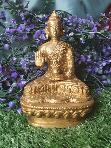 Thai Meditating Buddha Brass Statuette - 14cm