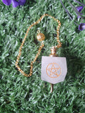 Hexagonal Gemstone Pendulum with Pentagram Symbol