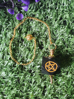 Hexagonal Gemstone Pendulum with Pentagram Symbol