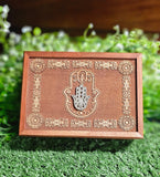Hand of Fatima Carved Wooden Box