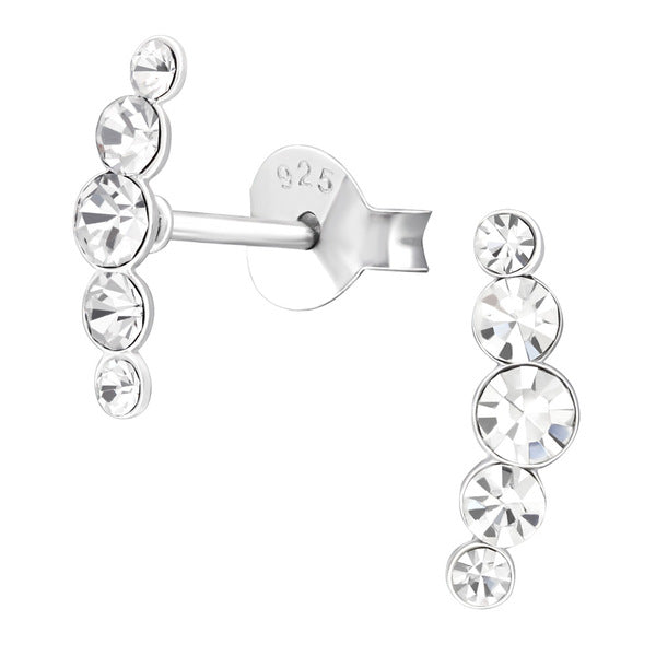Sterling Silver 5 Jewelled Arc Studs