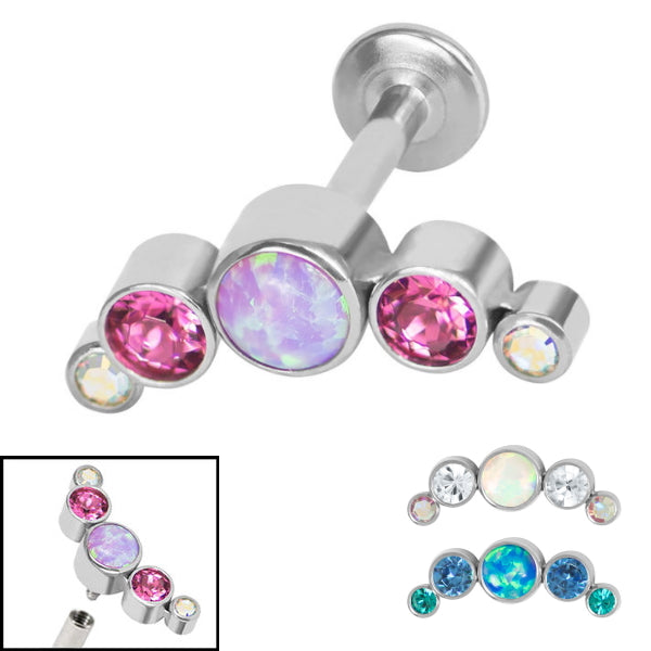 Titanium 5 Opal & Jewel Crescent