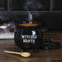 Witches Broth Cauldron Soup Bowl & Broom Spoon