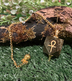 Hexagonal Gemstone Pendulum with Ankh Symbol