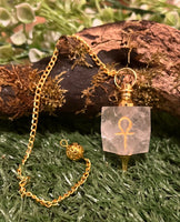 Hexagonal Gemstone Pendulum with Ankh Symbol