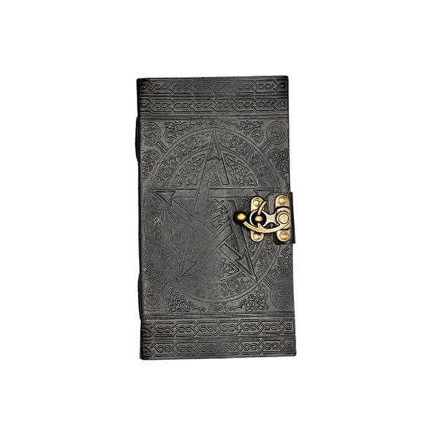 Black Leather Embossed Pentacle Journal